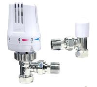 Reeds Thermostatic Radiator Valve TRV with Lockshield White Chrome 15mm x 1/2 inch