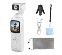 REEDTOCK 4K Handheld Gimbal Camera with 75MP Photo, Vlogging Camera with 1.72” Touchscreen, 2400mAh Battery for 180 Mins Recording, Pocket Camcorder with 330° Face & Auto Tracking (White)