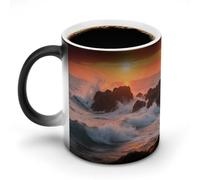 Reef at Sunset Color Changing Mug Heat Sensitive Ceramic Coffee Cups Novelty Heat Activated Cup 12 Oz Magic Mug for Office Home Use, Unique Gift Idea for Coffee Tea Drinkers