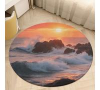 Reef at Sunset Round Absorbent Doormat Non-Slip Welcome Mat - Washable Kitchen Rugs for Entryway, Front Door, Indoor/Outdoor Use, Bedroom, Kitchen, Porch Decor 60 * 60cm