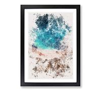 Reef Beach in Australia Watercolour Framed Print | A2 Black Framed Wall Art | Ready to Hang | Modern Beach Picture | Living Room Bedroom Lounge Office