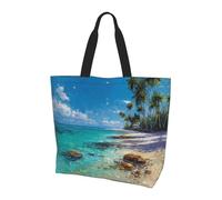 Reef Beach Print Large Women Tote Bag,Stylish Waterproof Ladies Shoulder Bag, Folding Beach Travel Bag for Work,Shopping