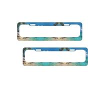 Reef Beach Print License Plate Frames Aluminum Metal License Plate Holder Covers Rustproof Waterproof Decorative Sign Frames