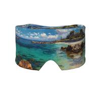 Reef Beach Print Sleep Eye Mask with Earmuffs - Block Out Light Contoured Night Blindfold Eye Sleeping Mask with Ear Cover for Men Women Side Sleeper Night Gift