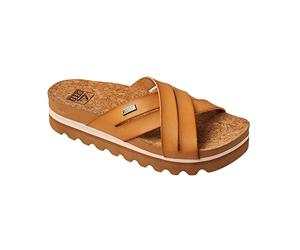 REEF Cushion Bloom Hi Women's Platform Fashion Sandal, Vegan Leather X Strap, Arch Support and Heel Cupping, Natural, 8 UK