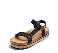 REEF Cushion Rem Hi Women's Platform Sandal, Adjustable Strap, Arch Support and Heel Cupping, Black/Tan, 6.5 UK