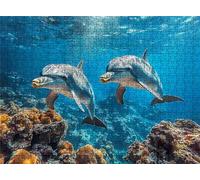 Reef Dolphin Puzzle - 3000 Piece Jigsaw Puzzles for Adults - The Back Features Printed Letter Guides - The Pieces fit Together Snugly - Wooden Puzzles for Adults - Gifts Man 48.0 X 31.9 Inch s7h-138