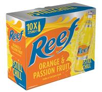 Reef Drink | Still Alcopop | 10 x 275ml Bottles | 3.4% abv | Orange & Passion fruit | Vodka and Fruit Juice Drink | Ready To Drink | Fridge Pack