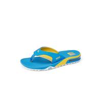 REEF Fanning Pregame Men's Bottle Opener Flip Flop, Arch Support, Durable Outsole, Water Friendly, Blue/Yellow, 8 UK