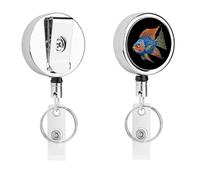 Reef Fish Metal Retractable Keychain Heavy Duty ID Badge Holder Stainless Steel Badge Reel with Belt Clip
