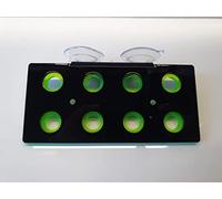 Reef-Geeks 8 Hole Dual Colour Frag Rack, Zoa,Coral Frag Plug. Ideal for Coral Propagation. Acrylic Material. Secure Placement, Marine Safe. 15 cm W x 7 cm D x 2.2 cm H. Black-Toxic Green