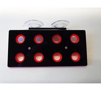 Reef Geeks Premium 8-Hole Acrylic Frag Rack - Dual Colour Coral Frag Holder with 38mm Suction Cups | UK-Sourced Reef-Safe Acrylic, Easy Clean | Black-Mars Red | 150mm x 70mm x 22mm
