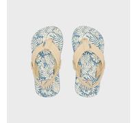 REEF - Kids Little AHI Flip Flops - Blue/Tan Palm - Boys Beach/Summer Sandals