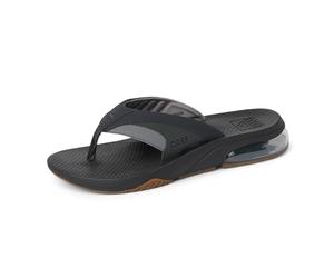 Reef Mens Fanning + Airbagged Flip Flops - Black/Gum - 10