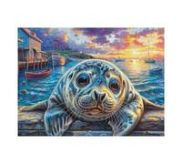 Reef Seal 500 Piece Jigsaw Puzzle for Adults Pinniped Rock Water Sick Day Activity Gentle Distraction No Dust Pieces Great Gift for Get Well Soon 500 PCS