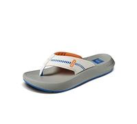 Reef Swellsole Cruiser Men's Recovery Flip Flop, Enhanced Arch Support, Water Friendly, Blue/White/Orange, 12