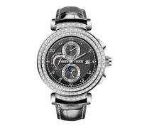 REEF TIGER Charm Diamonds Accent Men's Automatic Watch 24-Hour Calendar Luminous Leather Strap Classic Watches RGA19S3, RGA19S3-YBBL, Tendência