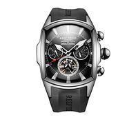 REEF TIGER Luminous Sport Watch for Men Tourbillon Analog Automatic Watches Rubber Strap RGA3069 (RGA3069-YBB)