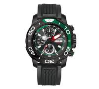 REEF TIGER Men's Aurora Stalker Multifunctional Mechanical Watch Year Month 24Hours Display Super Luminous Waterproof Silicone Strap Automatic Wristwatch RGA3053 (RGA3053-BBBN)