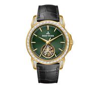 REEF TIGER Men's Mechanical Automatic Classic Watch Crystal Bezel Tourbillon 22mm Calfskin Strap Luxury Wristwatch RGA1904 (RGA1904-PNBD)