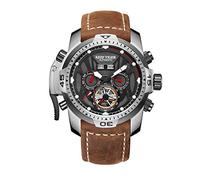 REEF TIGER Men's Watch Analogue Automatic Steel Case with Leather Strap RGA3532-YBSR