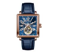 REEF TIGER RT Mens Unique Style Star Wheel Automatic Watch, Square Case, Super Luminous Genuine Leather Mechanical Timepiece RGA5026, RGA5026-PLL, Mechanical,Self-winding,Automatic Watch