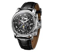 REEF TIGER Top Brand Moonphase Complete Calendar Leather Strap Automatic Watch for Men Luminous Classic Mechanical Watch RGA1963 (RGA1963-YBB)