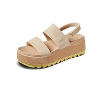 REEF Water Vista Higher Women's Platform Sandal, Adjustable Velcro Strap, Sand Lime, 11