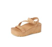 REEF Women's Vista Higher Luna Platform Sandal, Adjustable Strap, Tan Suede, 5.5 UK