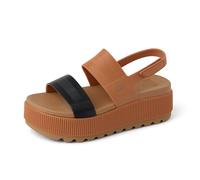 REEF Women's Water Vista Higher Platform Sandal, Water Friendly, Adjustable Strap, Black/Tan Duo, 6