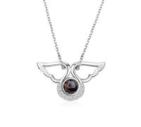 REEG Butterfly Necklace for Women | Pendant with Projection | Gift for Her | Angel's Wing Projection|Customized Memorial Photo Projection Necklace (silver)