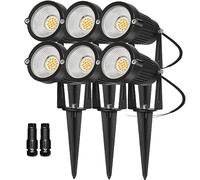 REEGOLD Low Voltage Landscape Lights Outdoor: 7W 700LM LED Landscape Lighting with Connectors for Tree Garden Yard Pathway | 12V 24V Warm White 2700K Spotlights | IP65 Waterproof | 6 Pack