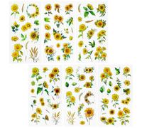 REEKNOKOL 12 Sheets Flower Stickers, Natural Sunflower Stickers Self-Adhesive Floral Stickers for Scrapbook Supplies Card Laptop DIY Crafts Bottle Journaling