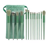 REEKNOKOL 13Pcs Makeup Brushes Set, Make up Brushes Professional Makeup Brush Soft Make Up Brush Set with Plush Bag for Face Blush Eyeshadow Lip Gloss Powder (Cyan)