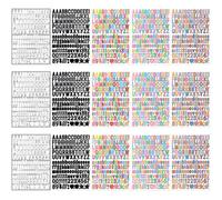 REEKNOKOL 15 Sheets Art Style Letter & Number Stickers, 5 Styles