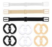 REEKNOKOL 9 Pcs Bra Strap Clips, 3 Pcs Bra Straps 6 Pcs Bra Clips Non-Slip Bra Strap Holder Comfortable Bra Strap Retainers Soft Elastic Bra Strap Fits All Cup Sizes (White/Black/Beige)