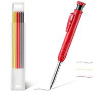 REEKNOKOL Carpenters Pencil, Solid Construction Pencil Carpenter Pencil Set with Built-in Sharpener Refills Mechanical Pencil Marker for Carpenter Woodworking Architect