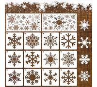 REEKNOKOL Christmas Stencils, 14 Pcs Stencils for Crafts Reusable Snowflake Painting Template Natural Scrapbook Template for Christmas Painting DIY Art Crafts Wall Brick Décor