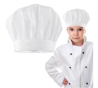 REEKNOKOL Kids Chef Hat, Adjustable Chef Hats Girls Boys White Chef Hat Kitchen Chefs Hat for Kids Elastic Cooking Cap for Kids Cooking Baking Party School Home
