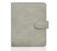 REEKNOKOL Passport Cover, PU Passport Holder Leather Passport Case Portable Universal Travel Wallet Case for Passport, Credit Card, Business Cards, Boarding Passes, Ticket Card (Grey)