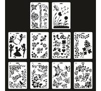 REEKNOKOL Plant Stencils, 10Pcs Stencils for Crafts Reusable Fairy Stencils for Painting Assorted Stencils Natural Butterfly Stencil for Painting DIY Art Crafts Scrapbook Wall Décor