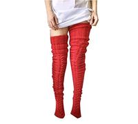 REEKOS Socks Winter Thigh High Socks Extra Long Women Cable Knit Thermal Stylish Over The Knee Socks Funky Warm Soft Warm Socks