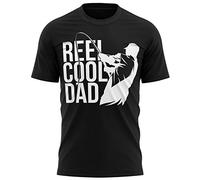 Reel Cool Dad Funny Mens Fishing T Shirt Best Fisher Daddy Parody Fathers Day Birthday Gift Idea, Black, S