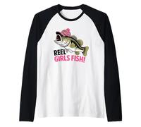 Reel Girls Fish Funny Cute Women's Fishing Angler Raglan Baseball Tee