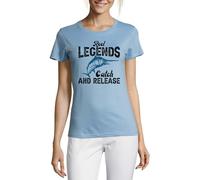 Reel Legends Catch and Release Swordfish Crew Neck Cotton Women's T-Shirt Light Blue Medium