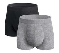 REELINDRY Absorbent Leak Proof Incontinence Underwear for Men, Reusable Shorts with Covered Waistband 2 Pack (Black-Gray, XL)