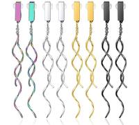 REELMAR Spiral Drop Clip on Earrings for Women Geometric Twisted Linear Dangle Earrings Stainless Steel No Piercing Clips, Stainless Steel, No Gemstone