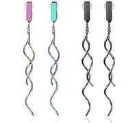 REELMAR Spiral Drop Clip on Earrings for Women Geometric Twisted Linear Dangle Earrings Stainless Steel No Piercing Clips, Stainless Steel, No Gemstone