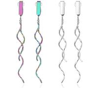 REELMAR Spiral Drop Clip on Earrings for Women Geometric Twisted Linear Dangle Earrings Stainless Steel No Piercing Clips, Stainless Steel, No Gemstone