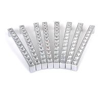Reelva Pack of 8 Europe Style Square Clear Crystal Rhinestone Furniture Door Wardrobe Cupboard Cabinet Drawer Pull Handle Knobs 128mm